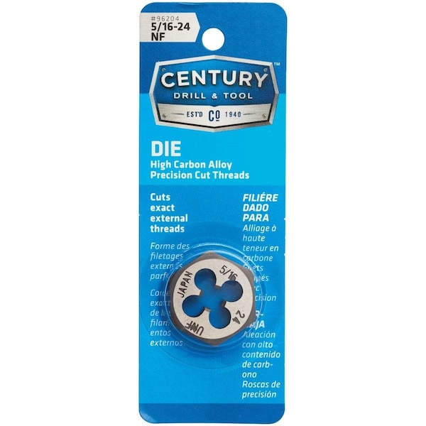 Century Drill & Tool Century Drill & Tool 5/16-24 National Fine 1 In. Across Flats Fractional Hexagon Die 96204 - main